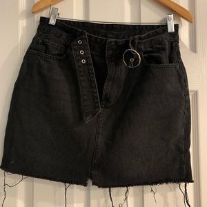 All saints black denim skirt